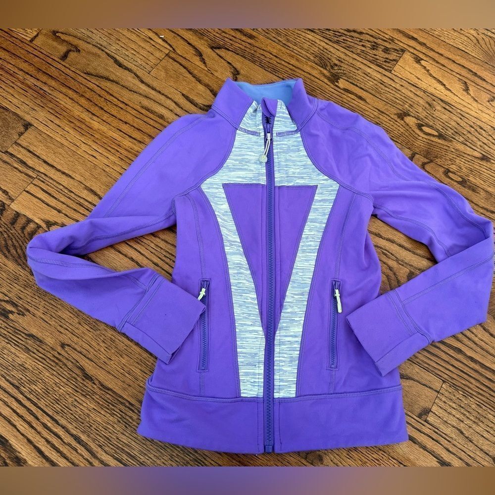 IVIVVA Girls Purple Yellow Green Logo Track Athletic Zip Jacket Like New Girls 7
